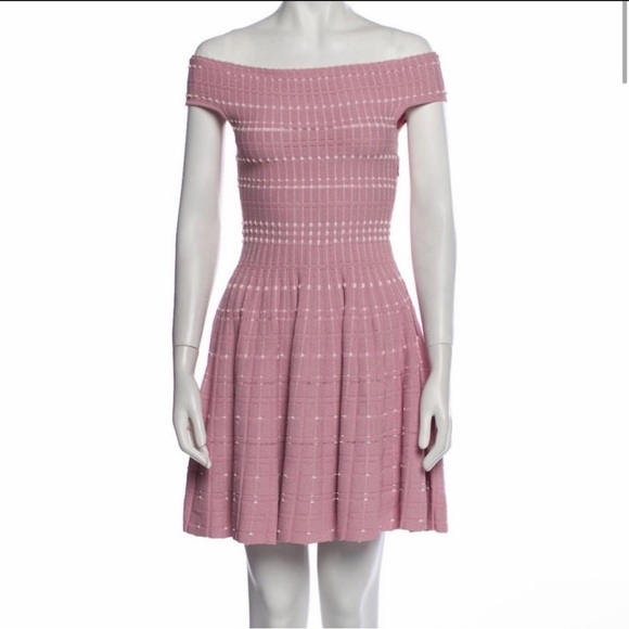 NWT CC Couture Pink Off Shoulder Knit Fit & Flare Dress Alexander McQueen